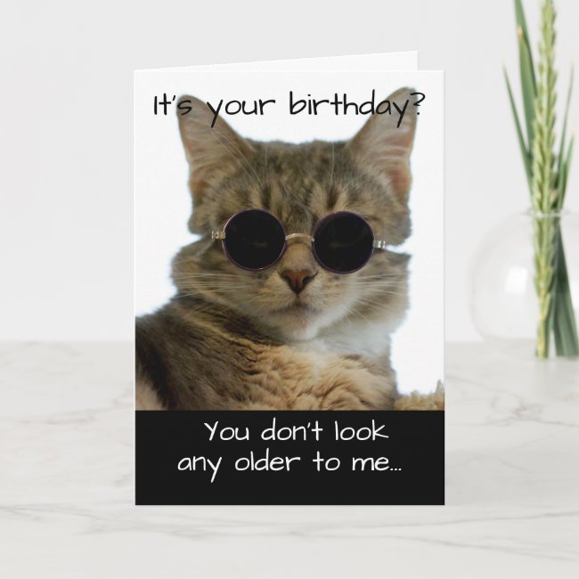 Funny Cat Wearing Glasses Birthday Card