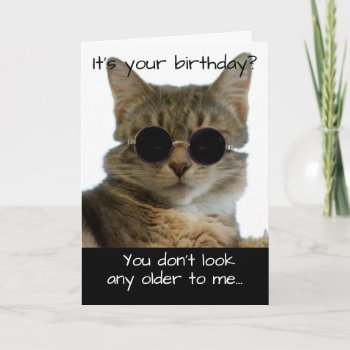 Funny Cat Wearing Glasses Birthday Card by marshaliebl at Zazzle