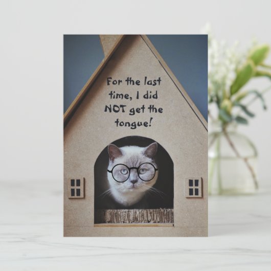 Funny Cat Wearing Glasses Cat Got Tongue Quote (Standing Front)