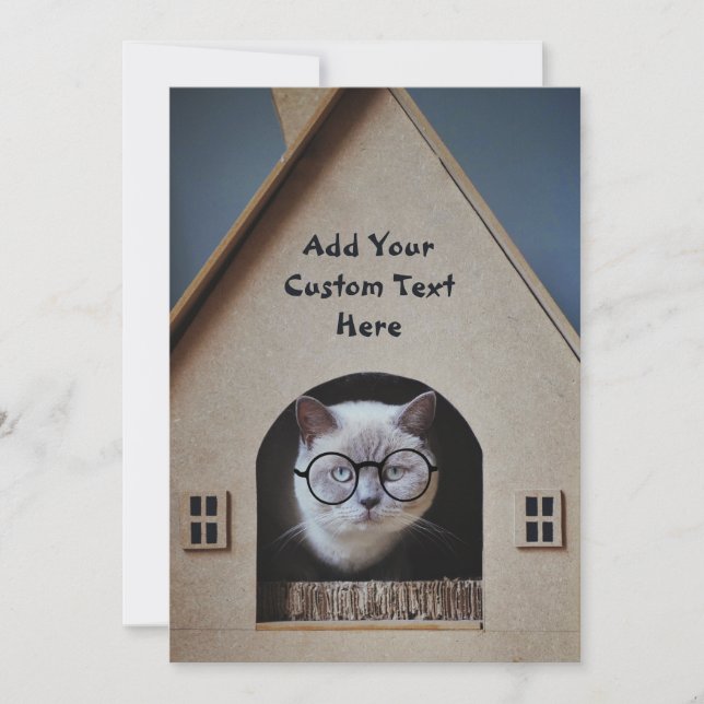 Funny Cat Wearing Glasses Customize with Your Text (Front)