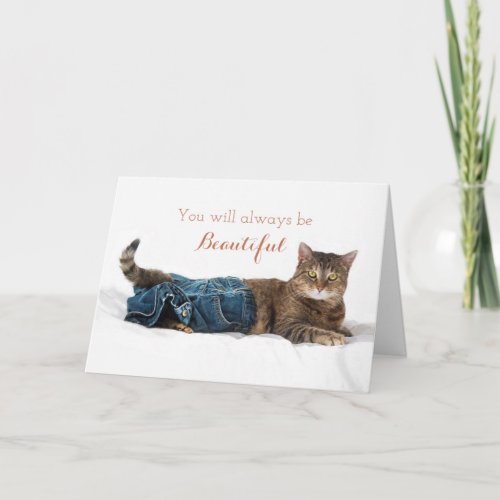 Funny Cat Wearing Jeans Birthday Card for Her