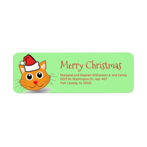 Funny Cat Wearing Santa Hat Cute Merry Christmas  Label