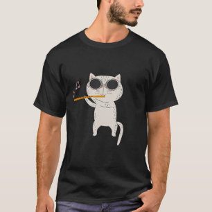 Funny Cat Wearing Sunglasses And Playing Flute T-Shirt