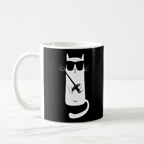 Funny Cat Wearing Sunglasses Fencing Coffee Mug