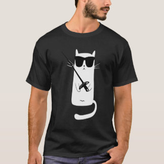 Funny Cat Wearing Sunglasses Fencing T-Shirt