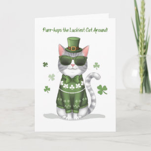 Funny Cat Wearing Sunglasses St Patricks Day Card