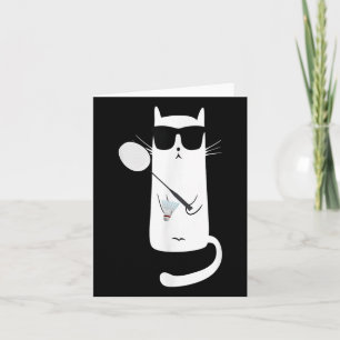 Funny Cat Wearing Sungles Playing Badminton Card