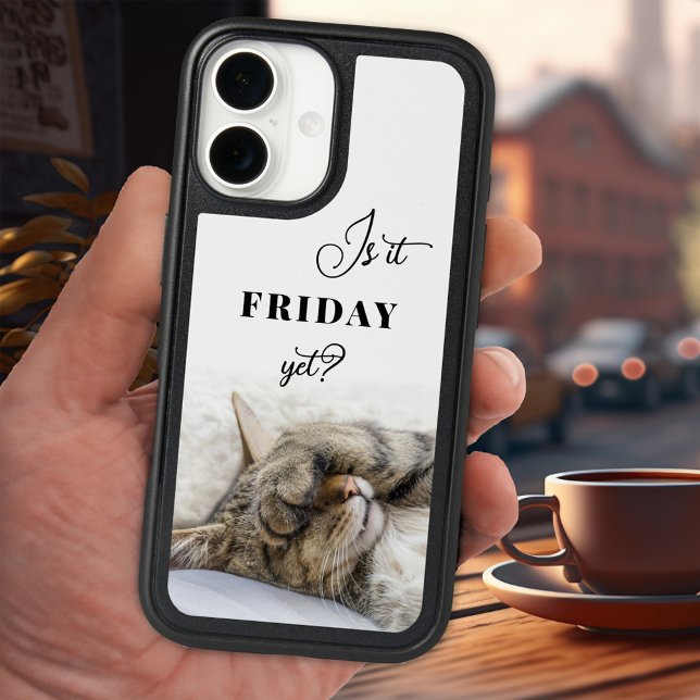 Funny Cat Weekend Phone Case (Phone case featuring a cute kitten on a Monday morning with your custom funny texts - office humor)