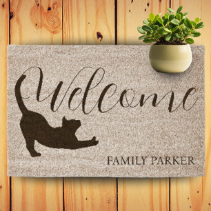 Funny Cat Welcome for Porch or Entryway Fiber Doormat