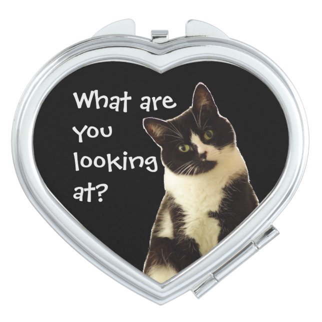 Funny Cat "What are you looking at!" Compact Mirror (Front)