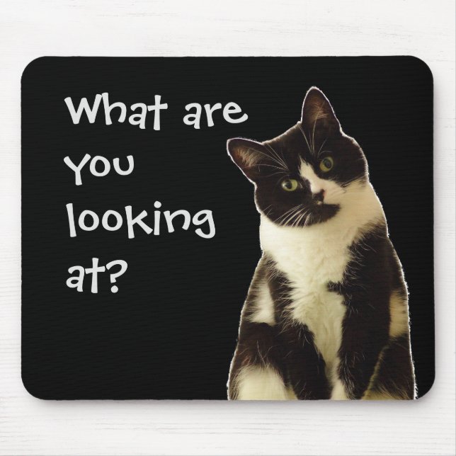 Funny Cat "What are you looking at!" Mouse Pad (Front)