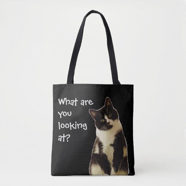 Funny Cat "What are you looking at!" Tote Bag (Front)