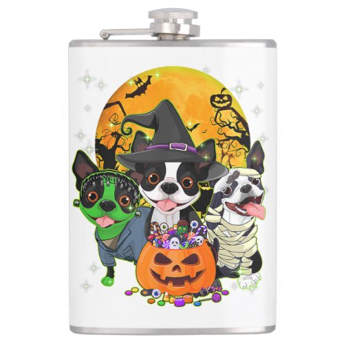 Funny Cat What Black Cat With Knife Halloween Cost Flask