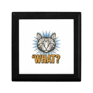 Funny Cat 'WHAT_' Vintage Engraving Graphic Tee_1 Gift Box