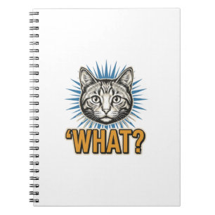 Funny Cat 'WHAT_' Vintage Engraving Graphic Tee_1 Notebook
