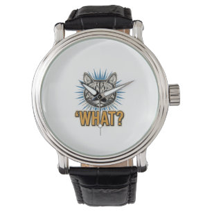 Funny Cat 'WHAT_' Vintage Engraving Graphic Tee_1 Watch