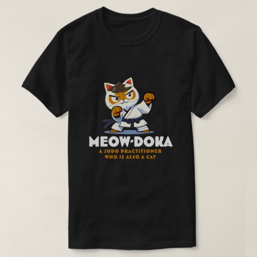 Funny Cat White and Brown Judo Black Belt T_Shirt