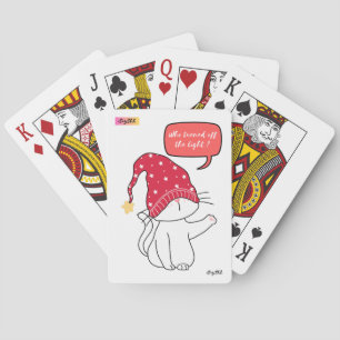 funny cat, who turned off the light? poker cards