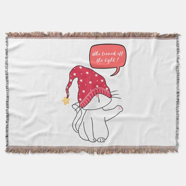 funny cat, who turned off the light throw blanket (Front)
