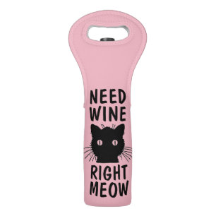 Funny Cat Wine Totes, NEED WINE RIGHT MEOW Bag