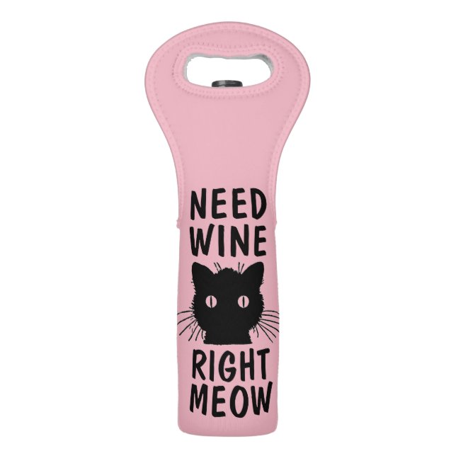 Funny Cat Wine Totes, NEED WINE RIGHT MEOW Bag (Front)