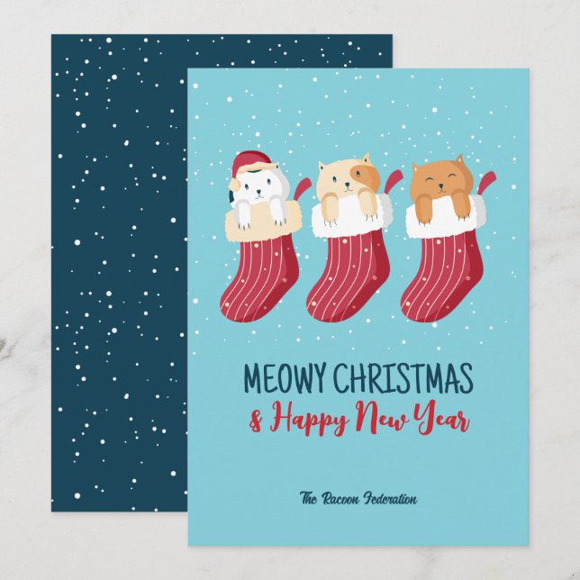 Funny Cat Winter Holiday Meowy Christmas (Front/Back)
