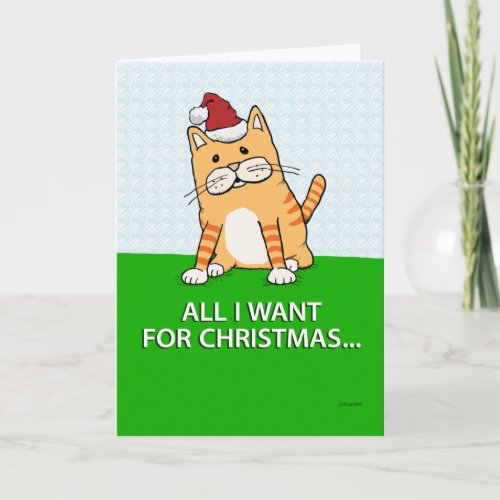 Funny Cat Wish List Christmas Card