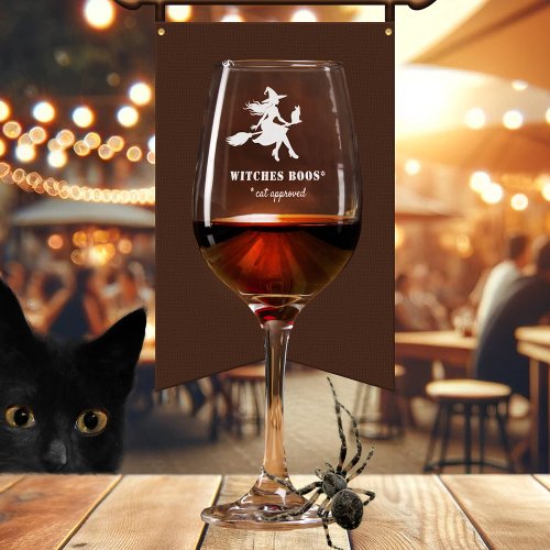 Funny Cat Witch Personalized Etched Wine Glass