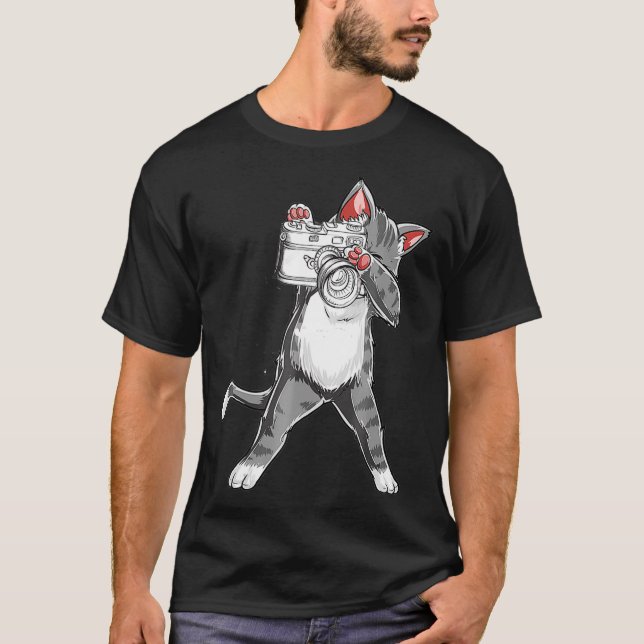 Funny Cat With A Camera  Photography  T-Shirt (Front)