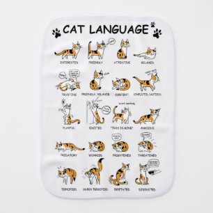 Funny Cat With Body Language Lovely Emotions Baby Burp Cloth