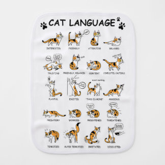 Funny Cat With Body Language Lovely Emotions Baby Burp Cloth
