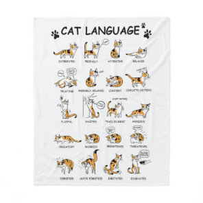 Funny Cat With Body Language Lovely Emotions Fleece Blanket