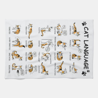 Funny Cat With Body Language Lovely Emotions Kitchen Towel