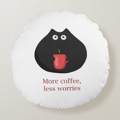 Funny Cat with Coffee Throw Pillow
