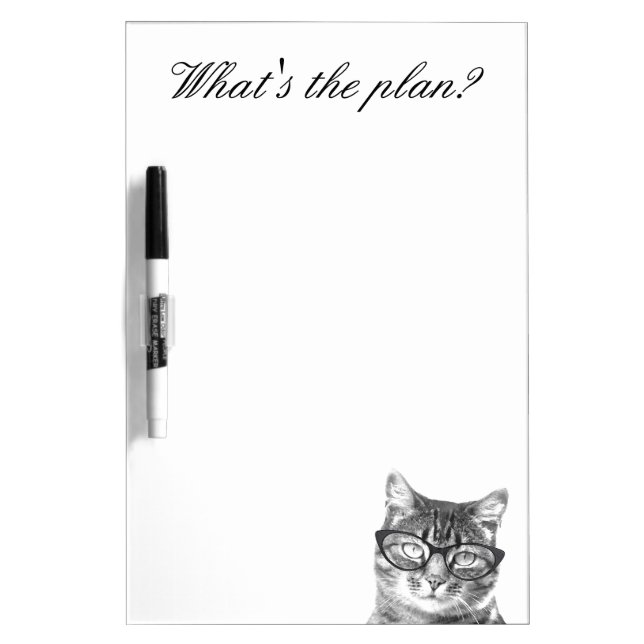 Funny cat with glasses dry erase board (Front)