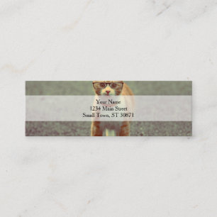 Funny cat with glasses mini business card