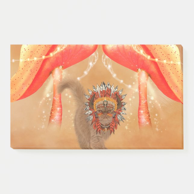 Funny cat with indian headdress post-it notes (Front)