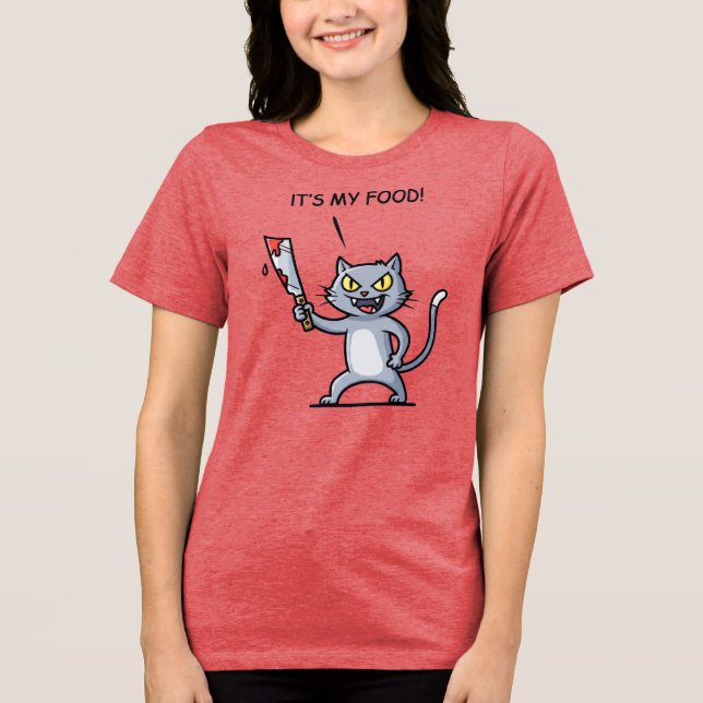 Funny Cat with Knife Tri-Blend Shirt (Front)