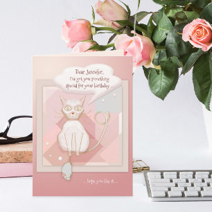 Funny Cat with Mouse Birthday Card