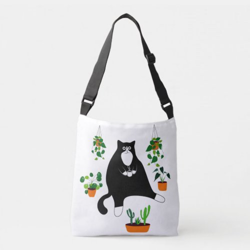 Funny Cat With Plants Plants Lovers Gift Crossbody Bag