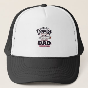 Funny Cat Worlds Dopest Dad Cigar Typography Trucker Hat