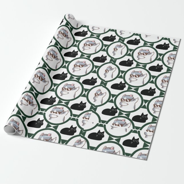 Funny Cat Wrapping Paper (Unrolled)