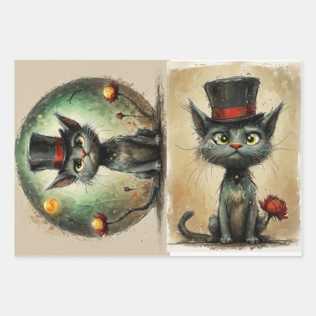 Funny Cat Wrapping Paper Sheets (Front)