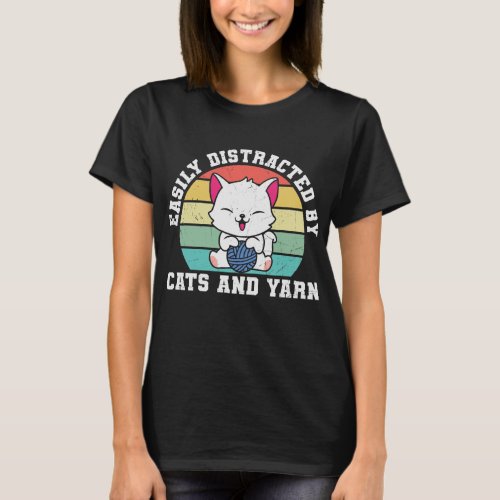 funny cat yarn lovers word art T_Shirt