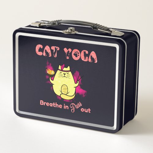 Funny Cat Yoga Metal Lunch Box