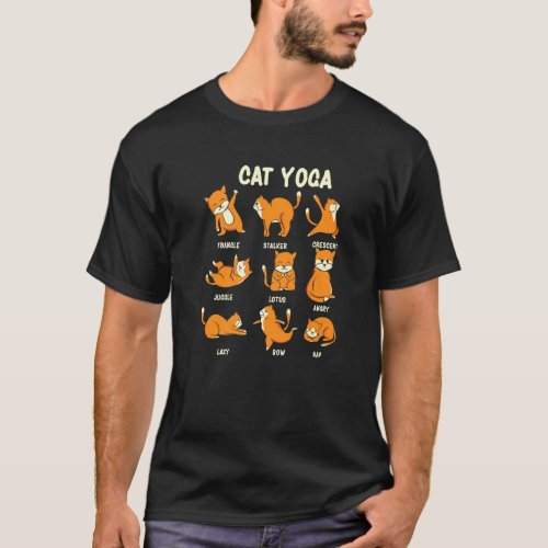 Funny Cat Yoga Poses Kitten Meditation T_Shirt