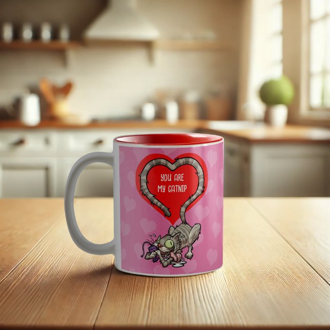 Funny Cat You Are My Catnip Alternative Valentine Two-Tone Coffee Mug (Creator Uploaded)