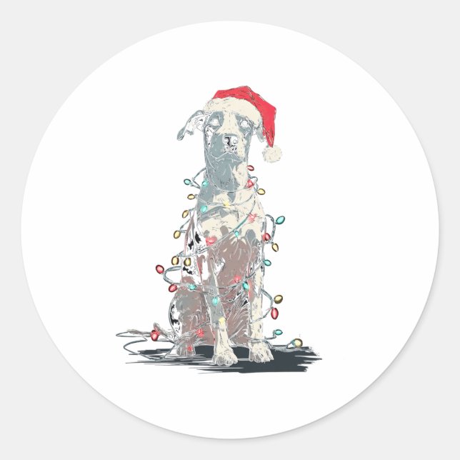 Funny Catahoula Leopard Dog Christmas Graphics Lig Classic Round Sticker (Front)