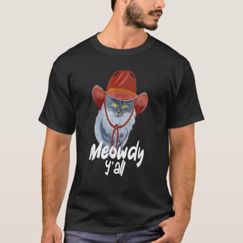 Funny Catboy Cowboy Western Country Cat Meme Meowd T_Shirt