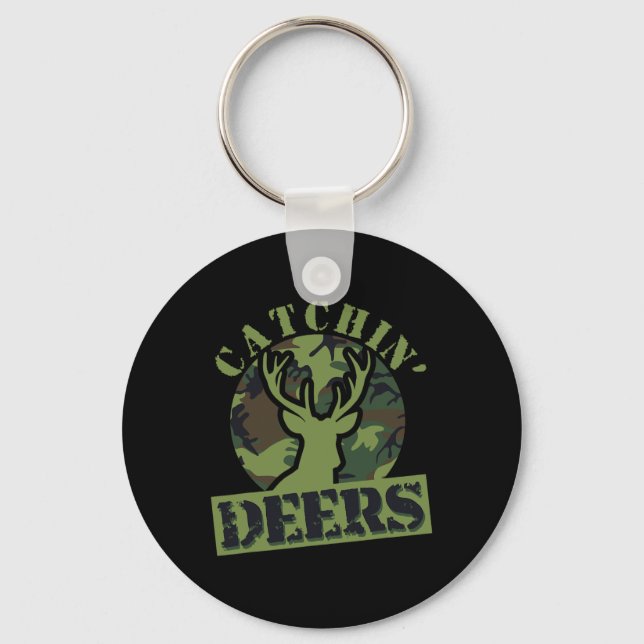 Funny Catchin' Deers  Keychain (Front)